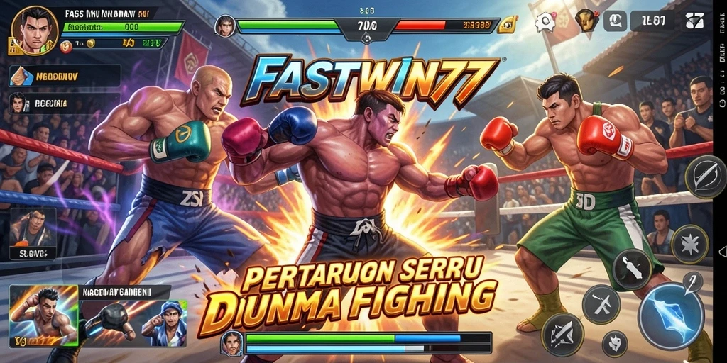 Tangkapan layar dari gameplay FASTWIN77 dengan pertarungan yang seru dan karakter yang beragam.