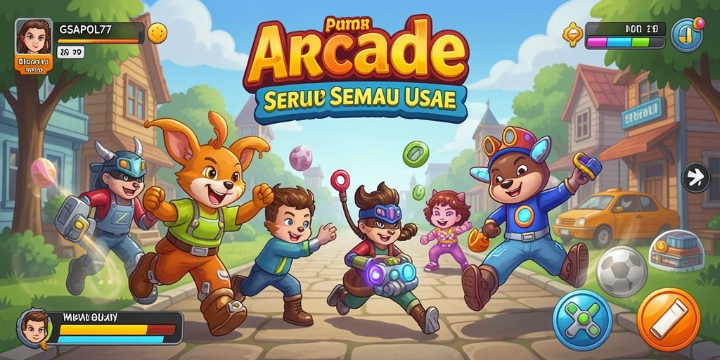 Screenshot gameplay GSAPOL77 menampilkan aksi Arcade yang seru dan penuh warna.