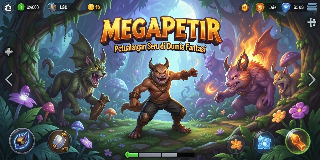 Tangkapan layar MEGAPETIR menampilkan pertarungan seru di dunia RPG.