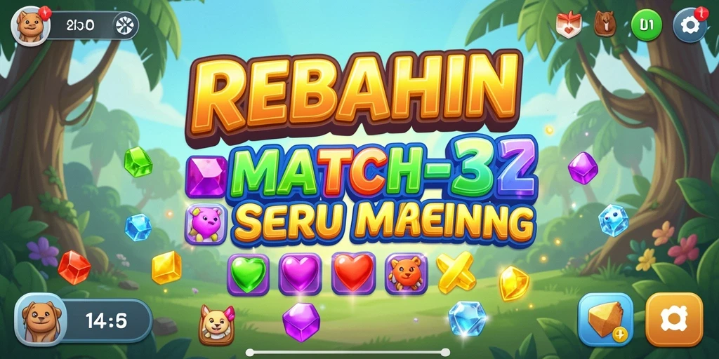 Tampilan seru dan menantang dari gameplay REBAHIN Match-3.